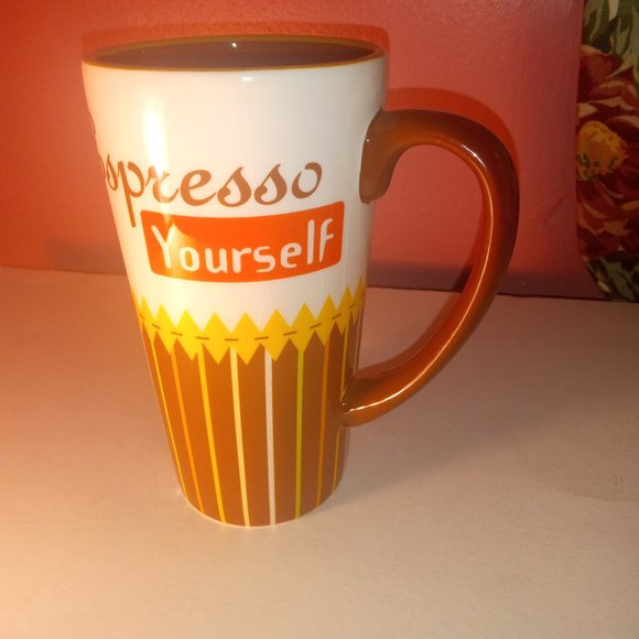 COFFEE & TEA BEVERAGE TALL MUG THAT SAYS ESPRESSO YOURSELF FROM CRACKER BARREL - Picture 7 of 7